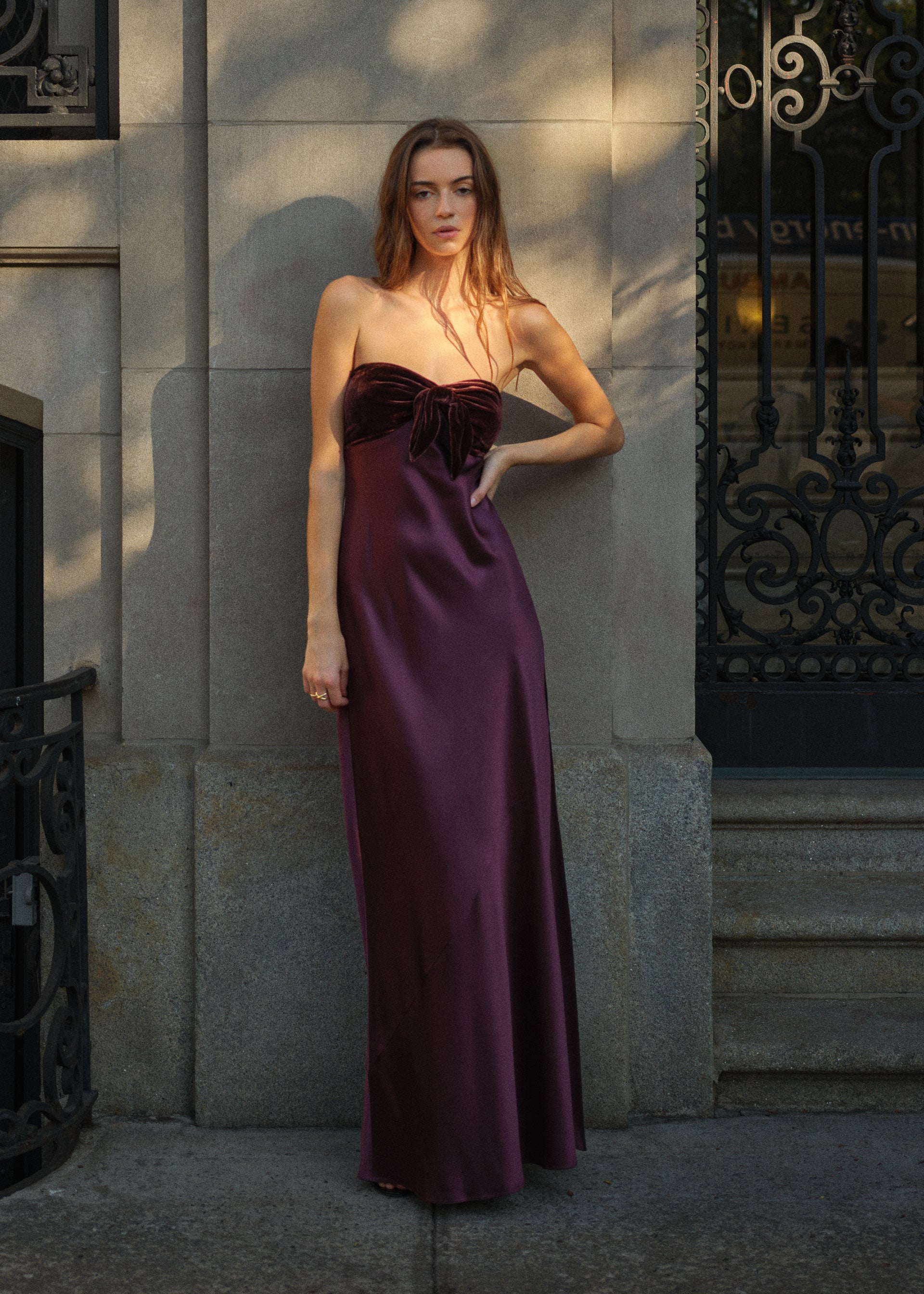 Lavinia Strapless Gown Cranberry