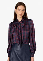Rema Charmeuse Top Plum Plaid