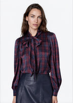 Rema Charmeuse Top Plum Plaid