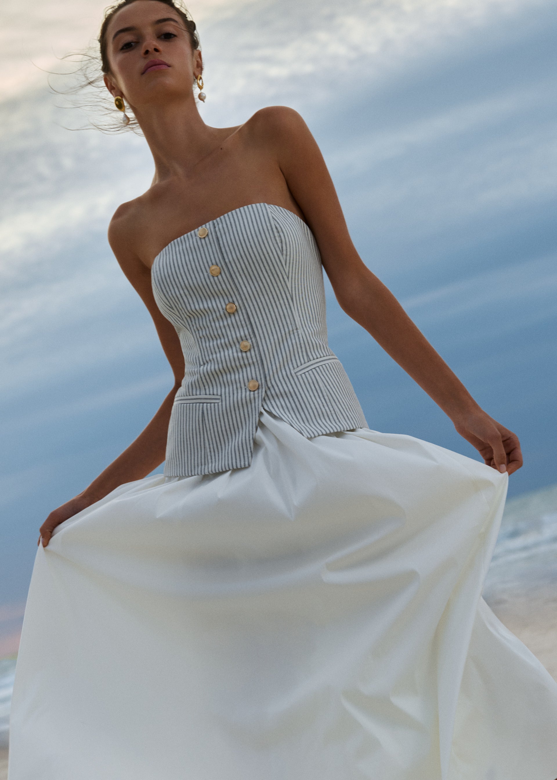 Nineveh Strapless Maxi Dress DoubleStripe/Macad