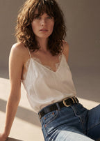 Racer Charmeuse Camisole White