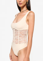 Kimber Lace Corset Bodysuit Bone