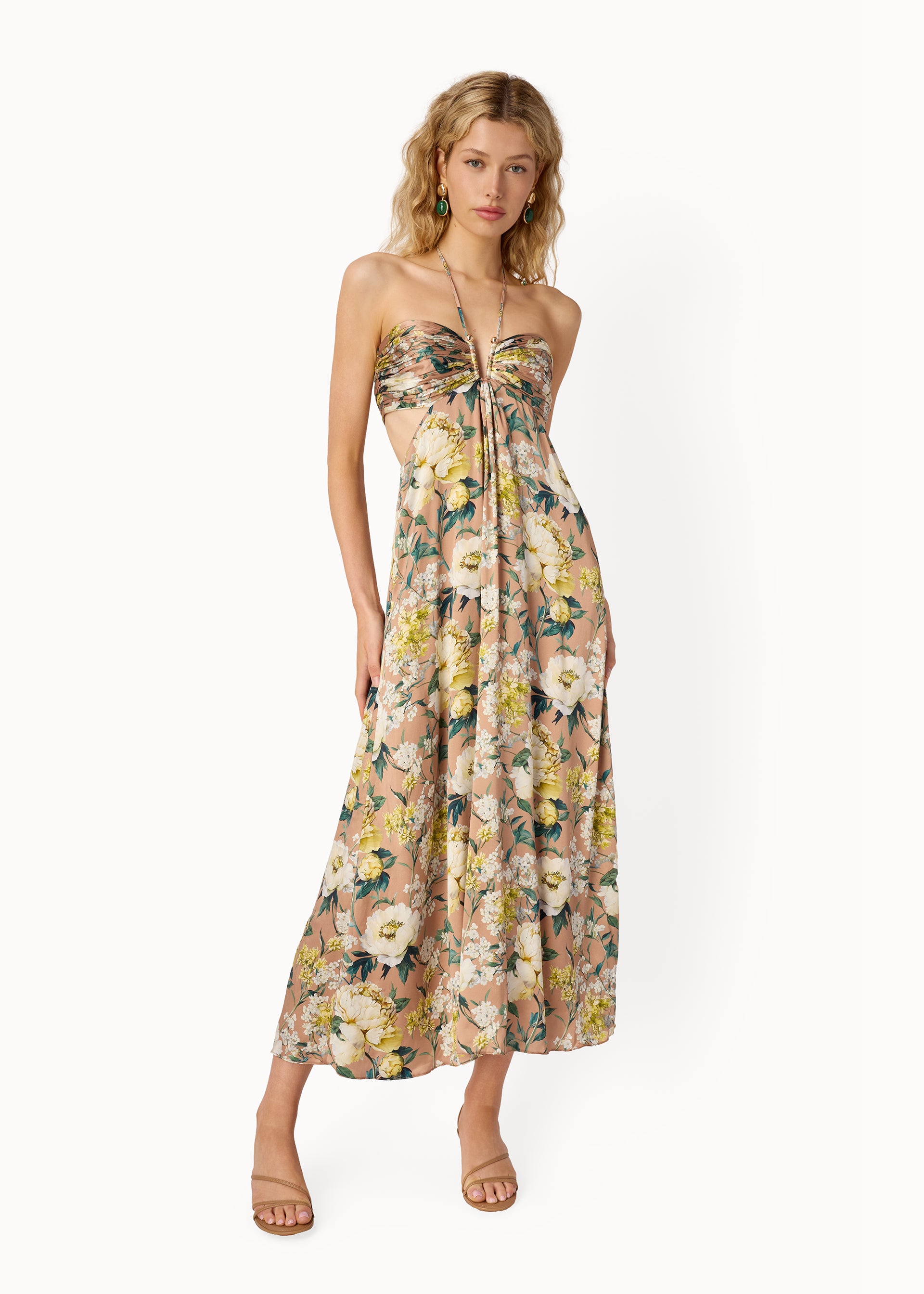 CAMI NYC Calliope Maxi Dress in Tan,White