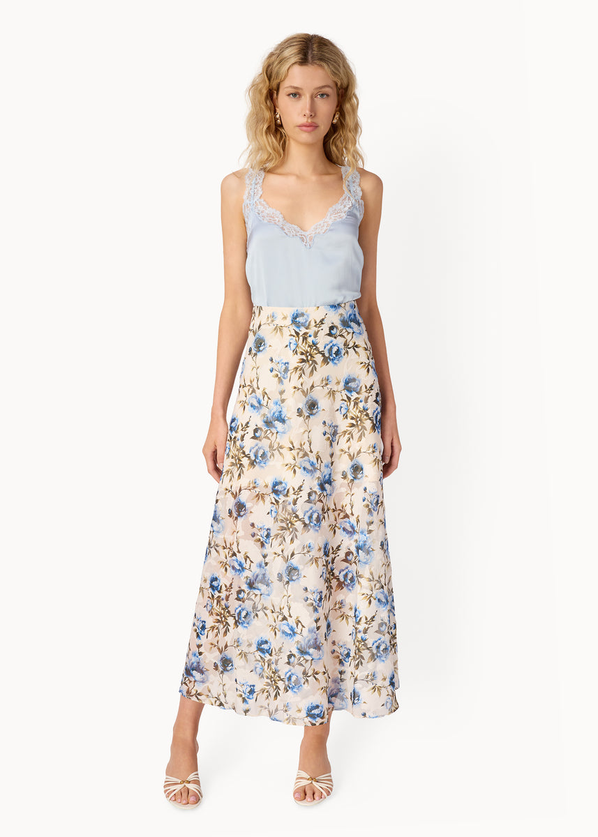 スカート SAYO NAGASE SPRING EVENING COLLAB SKIRT Jayna Burnout Chiffon Skirt Daydream – CAMI NYC