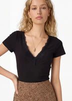 Sana Rib Knit Tee Black