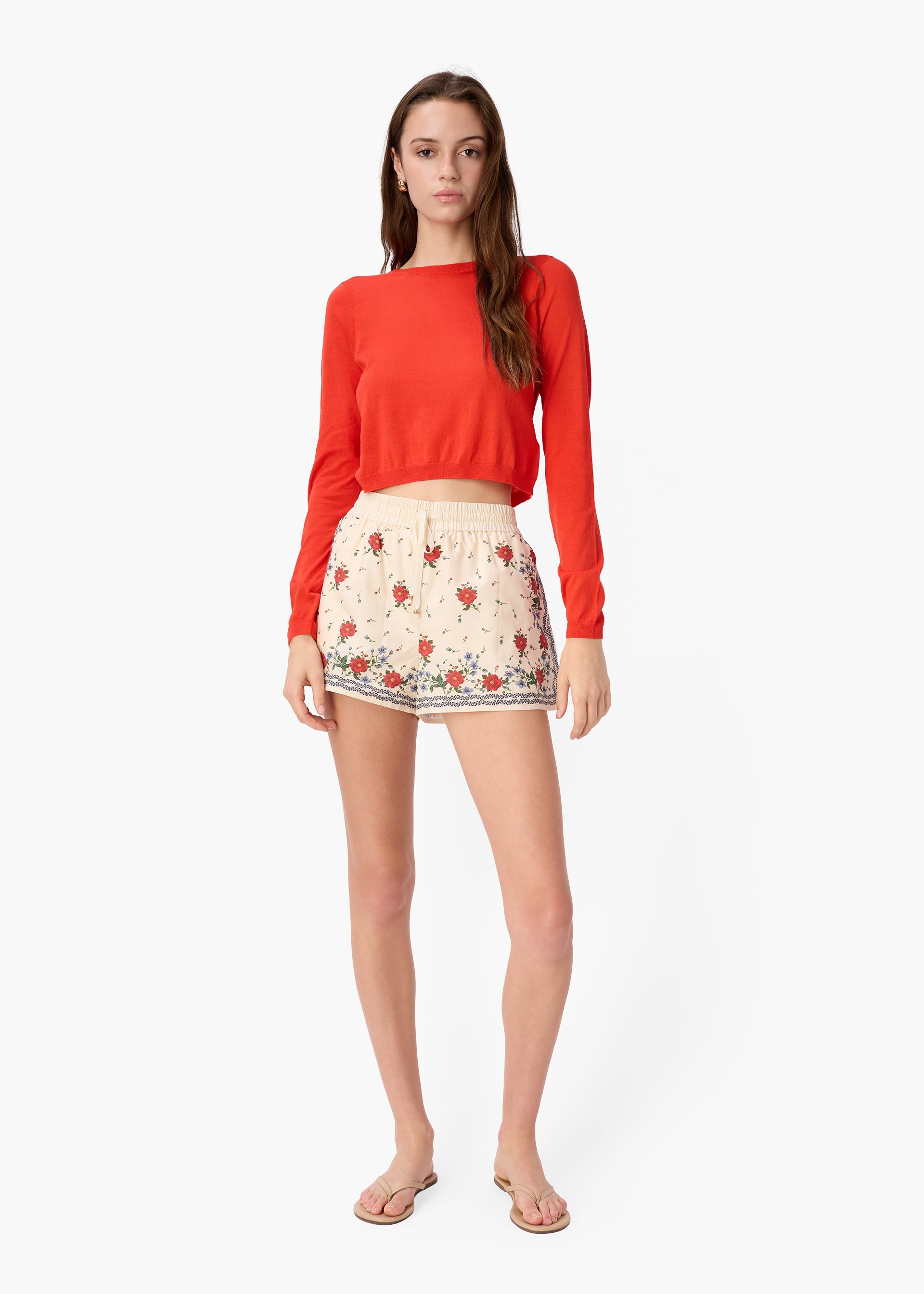 Jaye Cropped Knit Top Goji – CAMI NYC