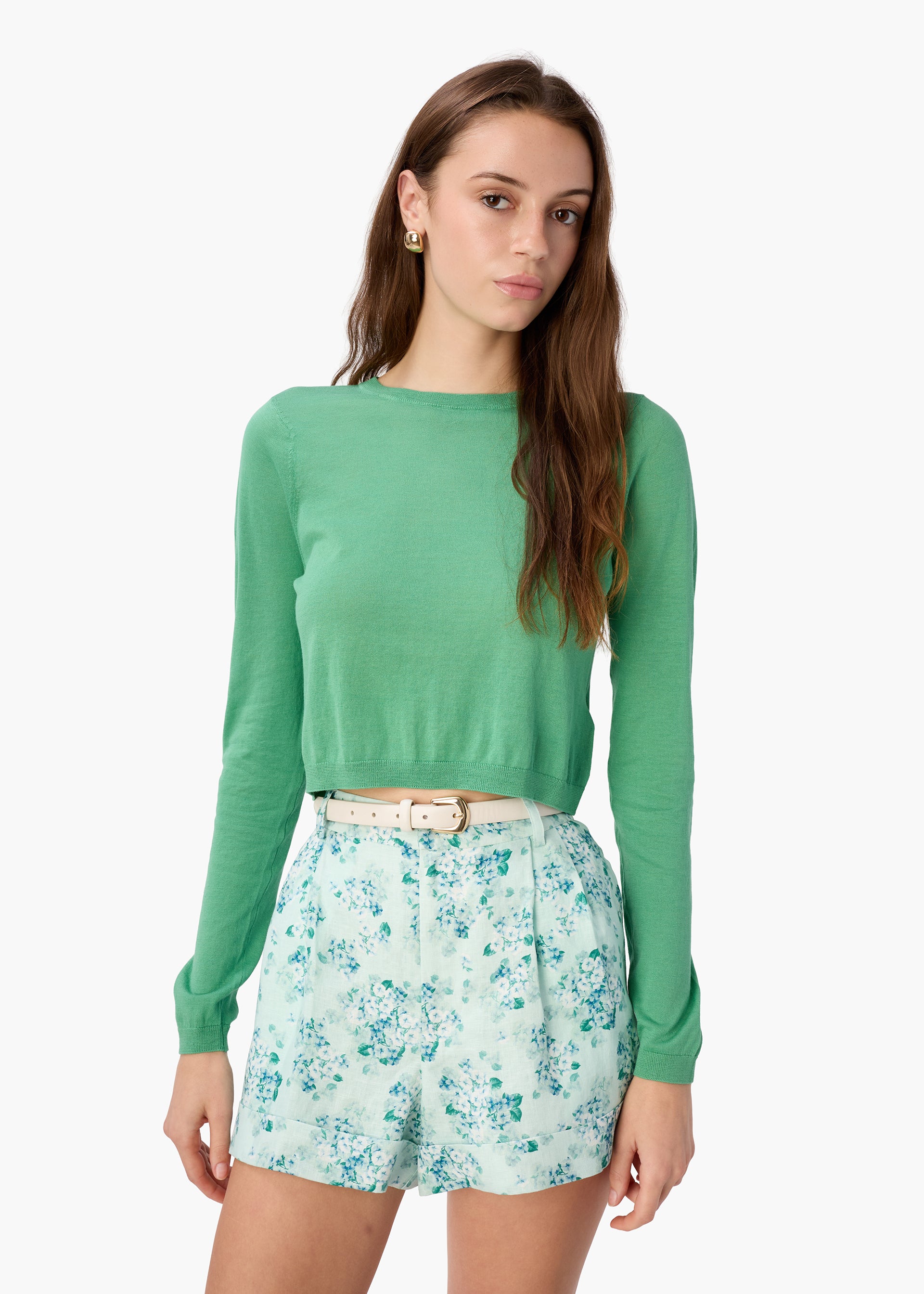 Jaye Cropped Knit Top Meadow – CAMI NYC
