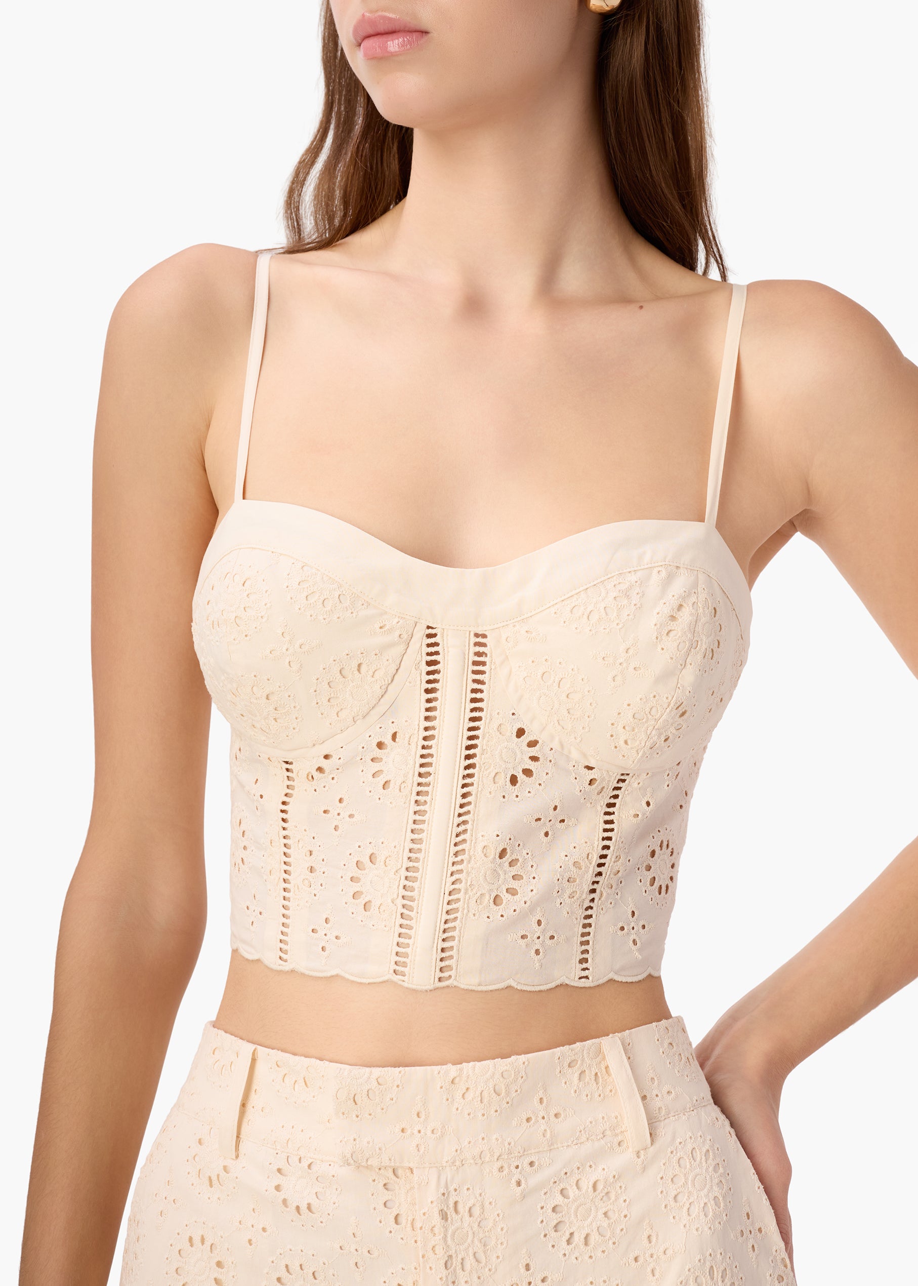 Sabia Cropped Corset Top Bone – CAMI NYC