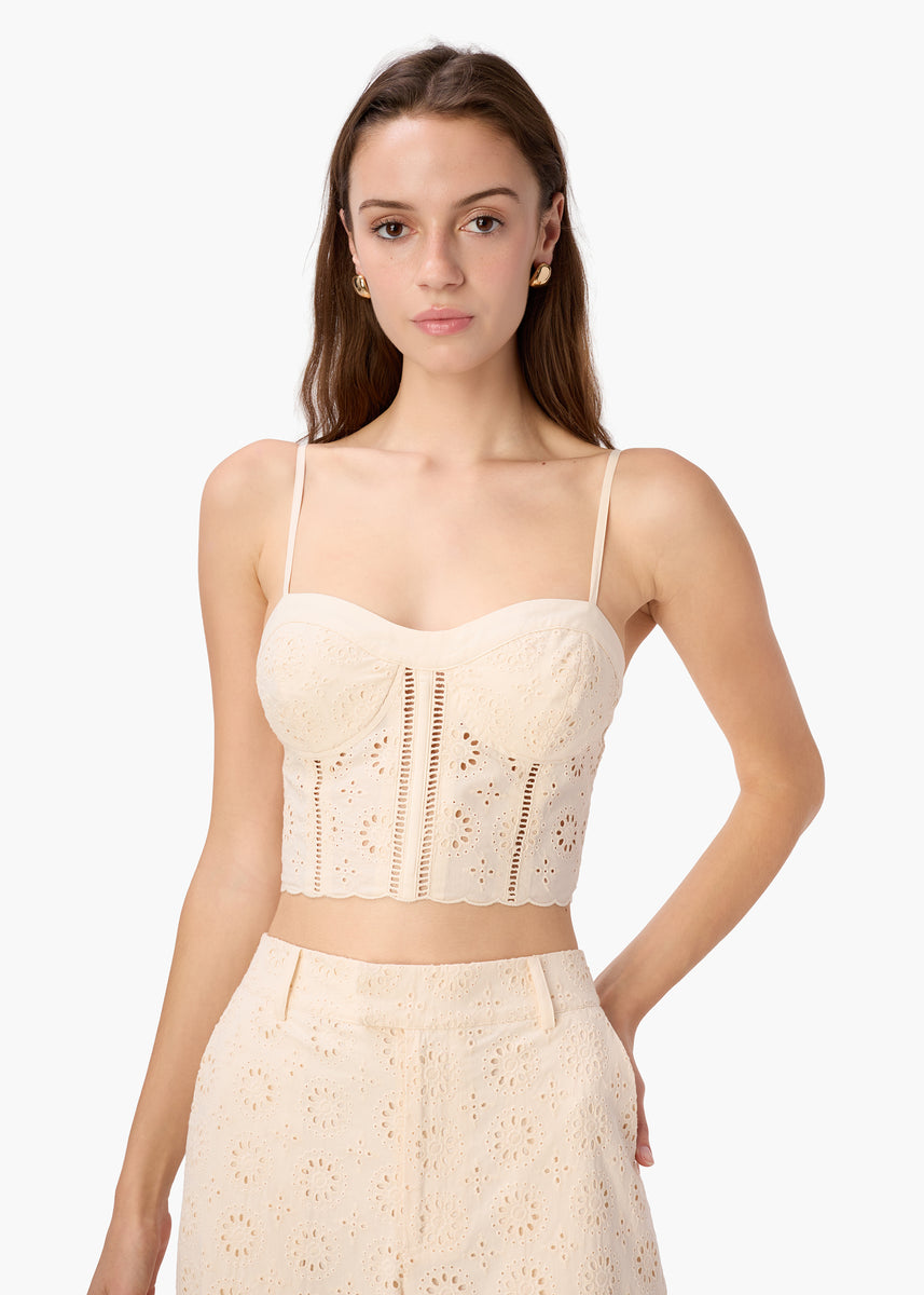 Sabia Cropped Corset Top Bone – CAMI NYC