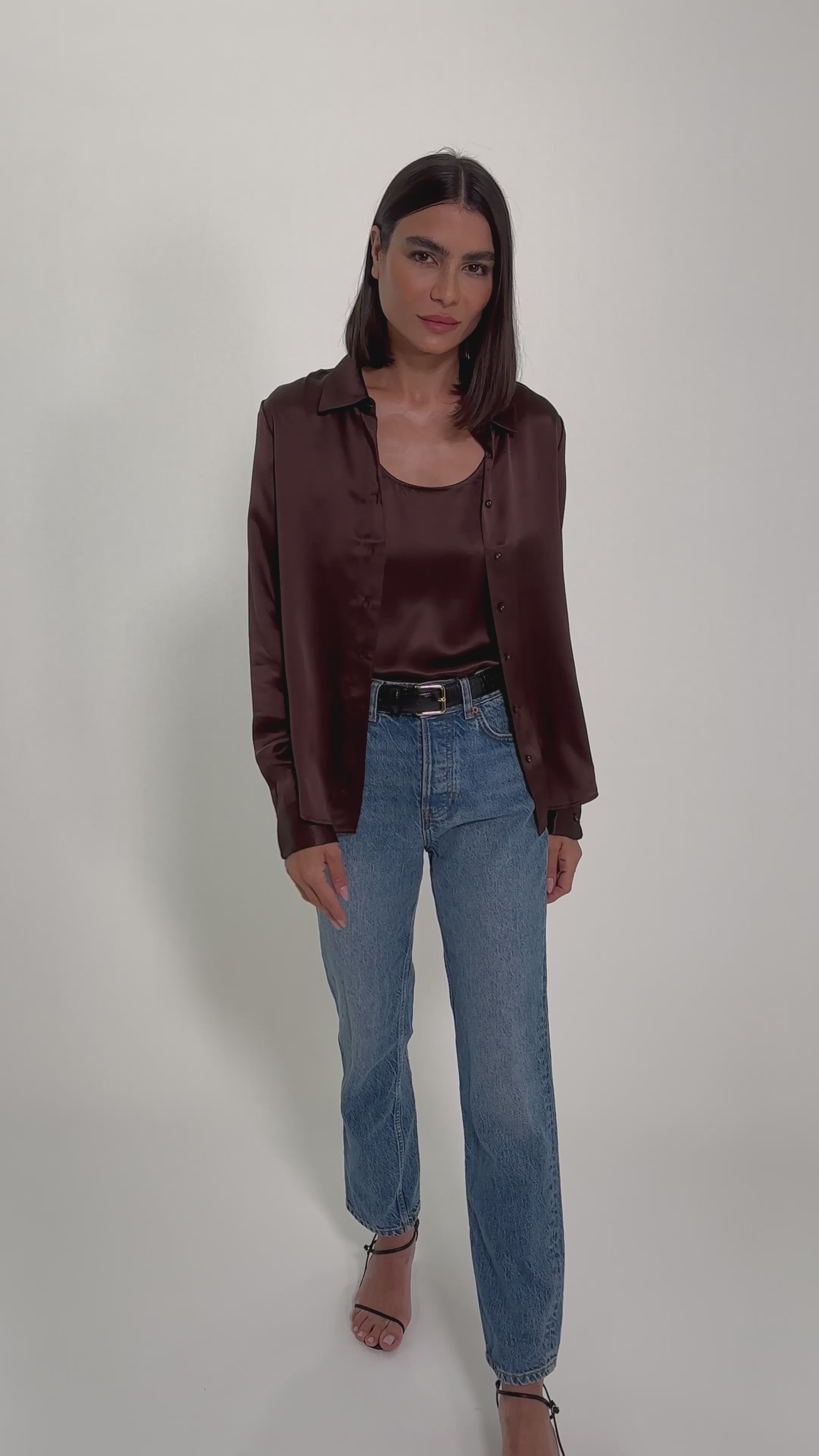 Crosby Silk Blouse Chocolate – CAMI NYC