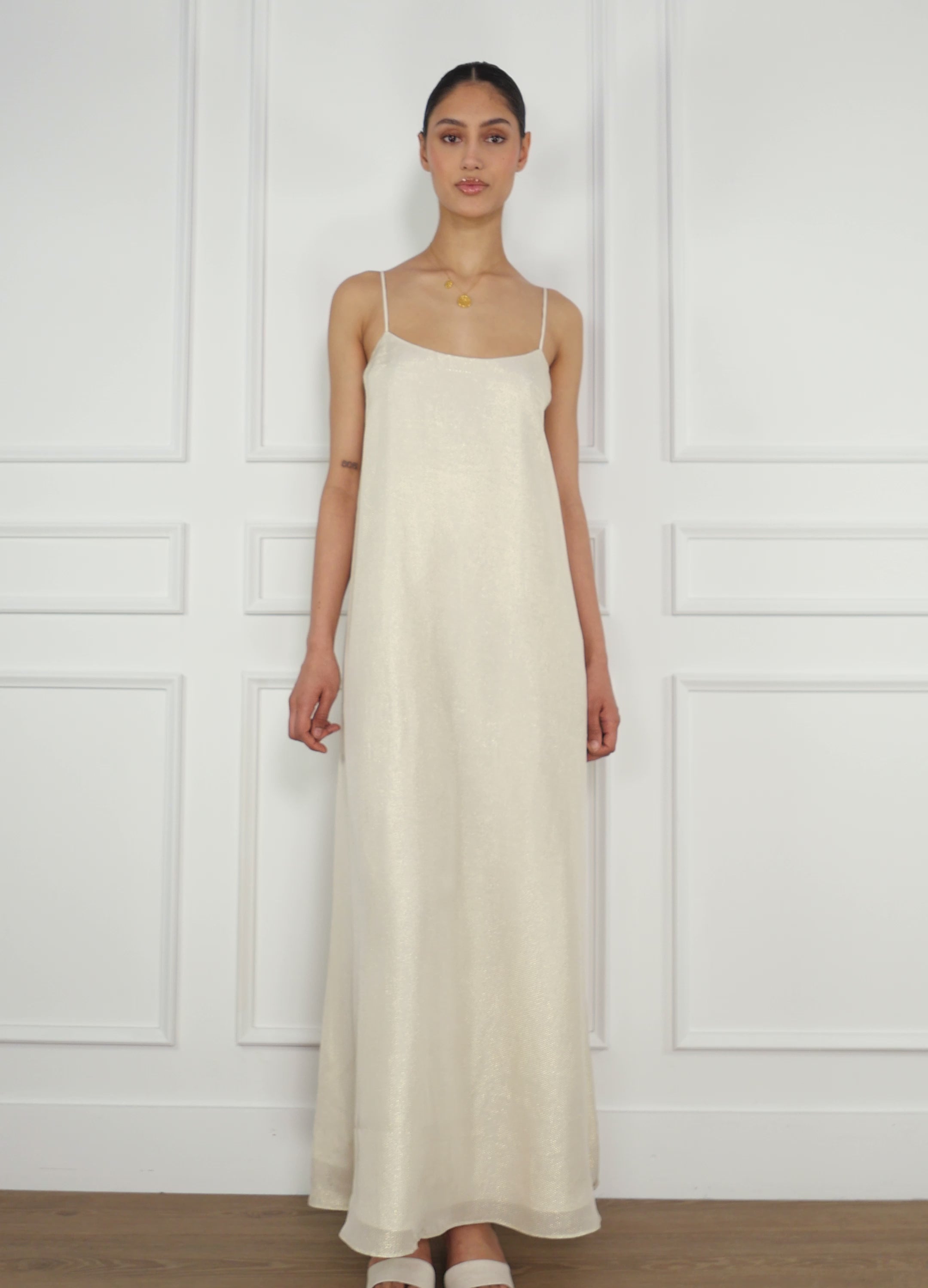 ◆Loulouseoul◆ Lily Shirring Long Dress Beige Lily Shirring Long Dress (White) - LOULOUSEOUL