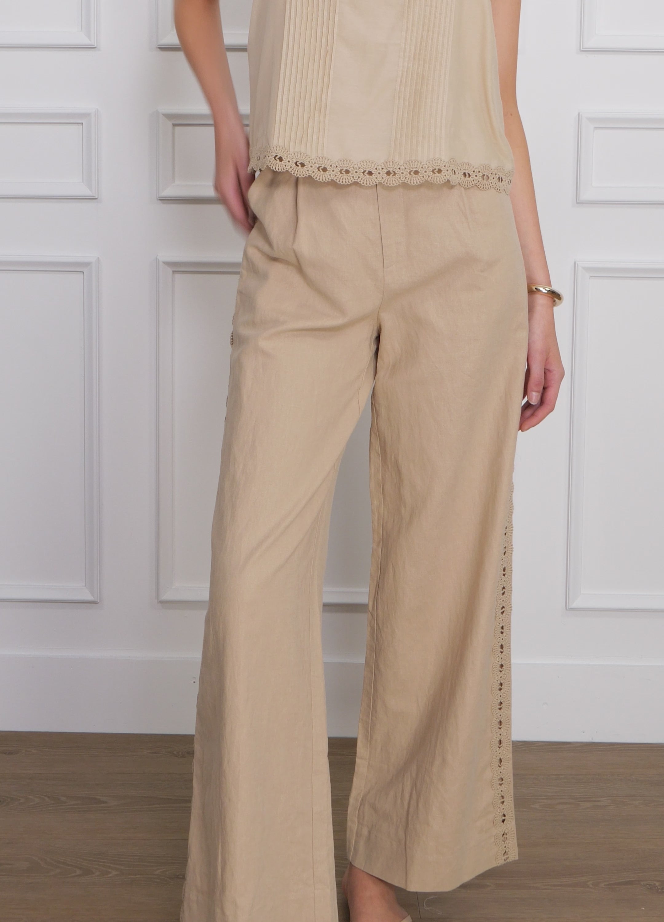 Akhila Wide Leg Pant Irish Cream – CAMI NYC