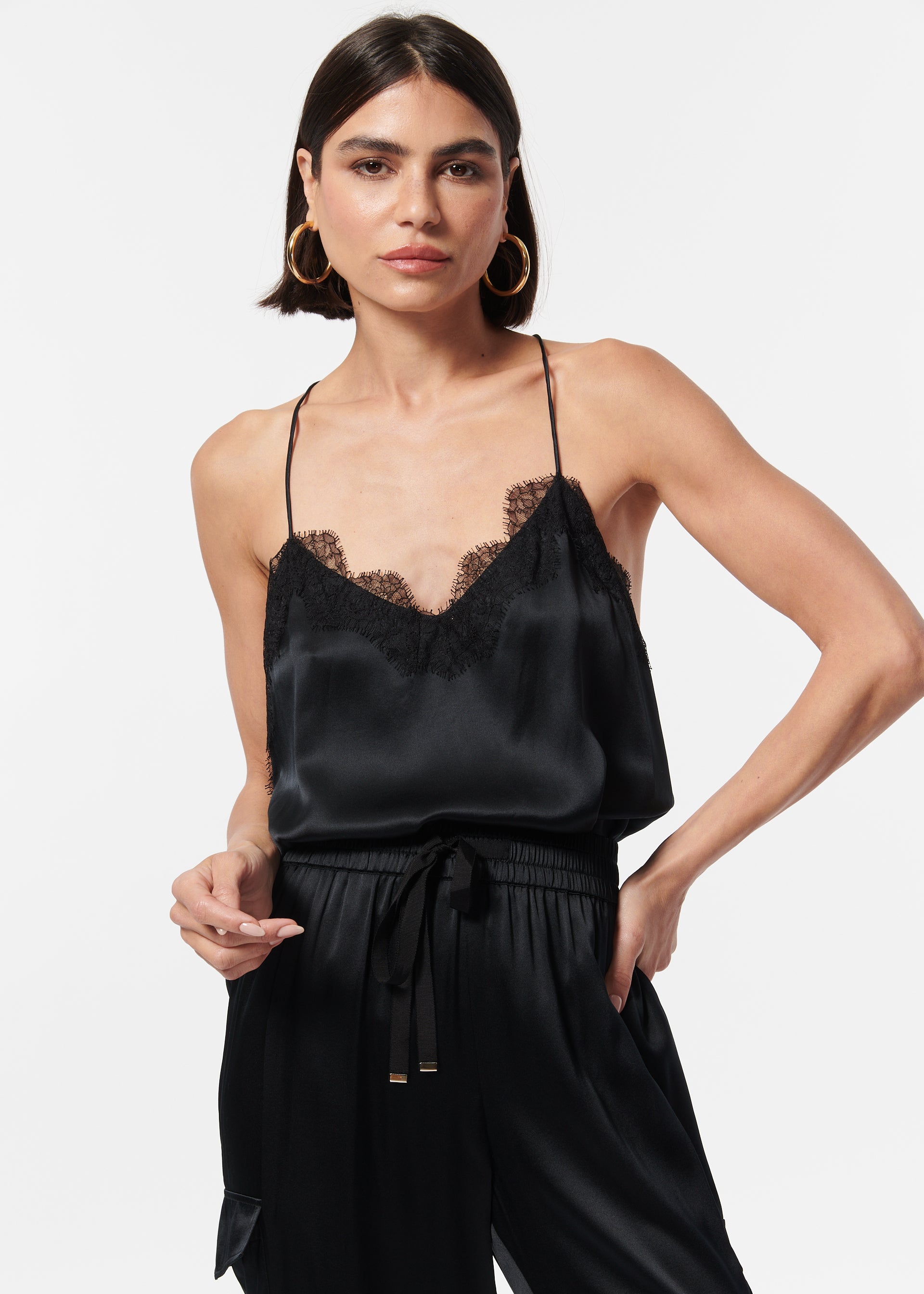 Racer Charmeuse Cami Black – CAMI NYC