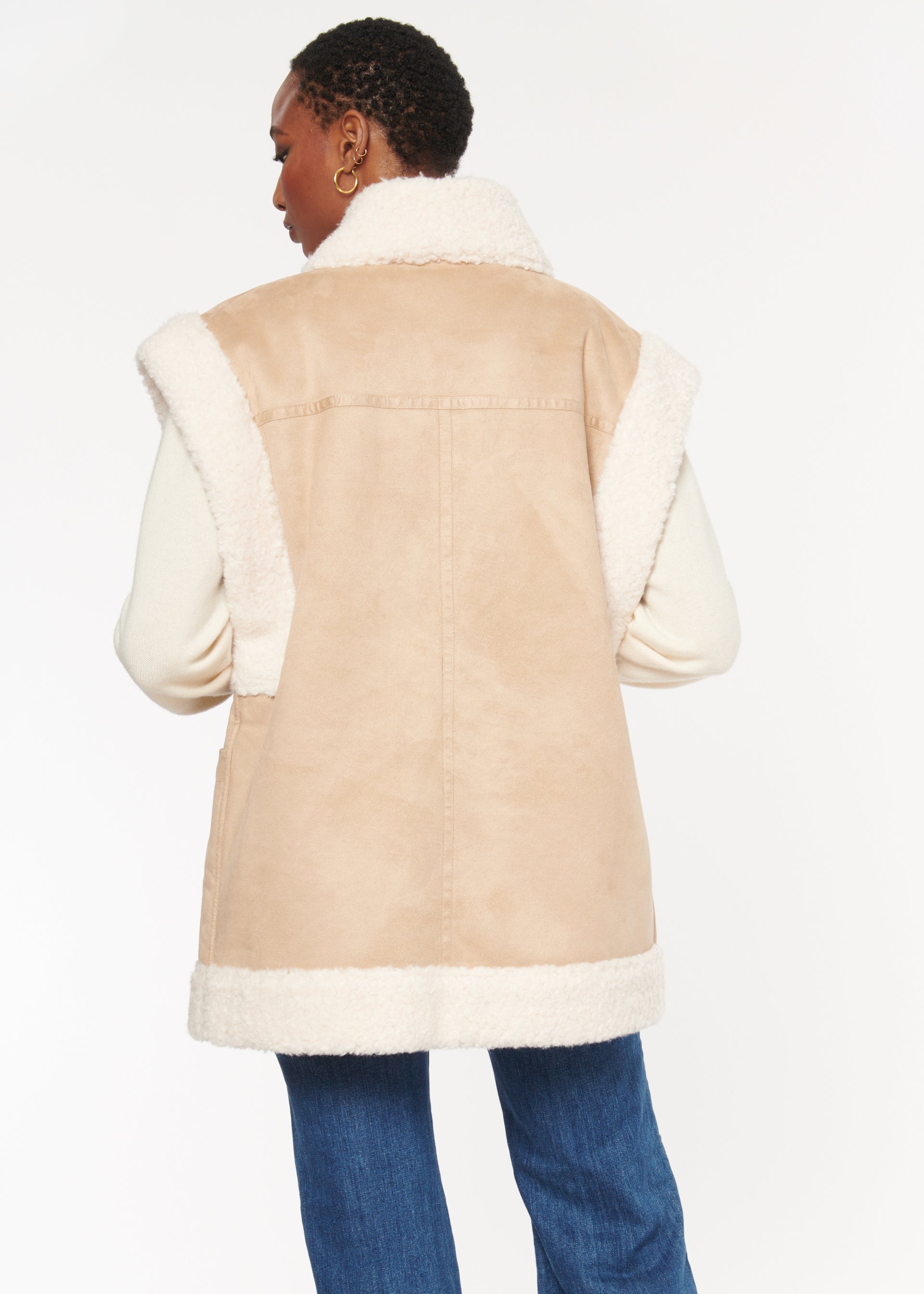 Delma Reversible Sherpa Vest Taupe