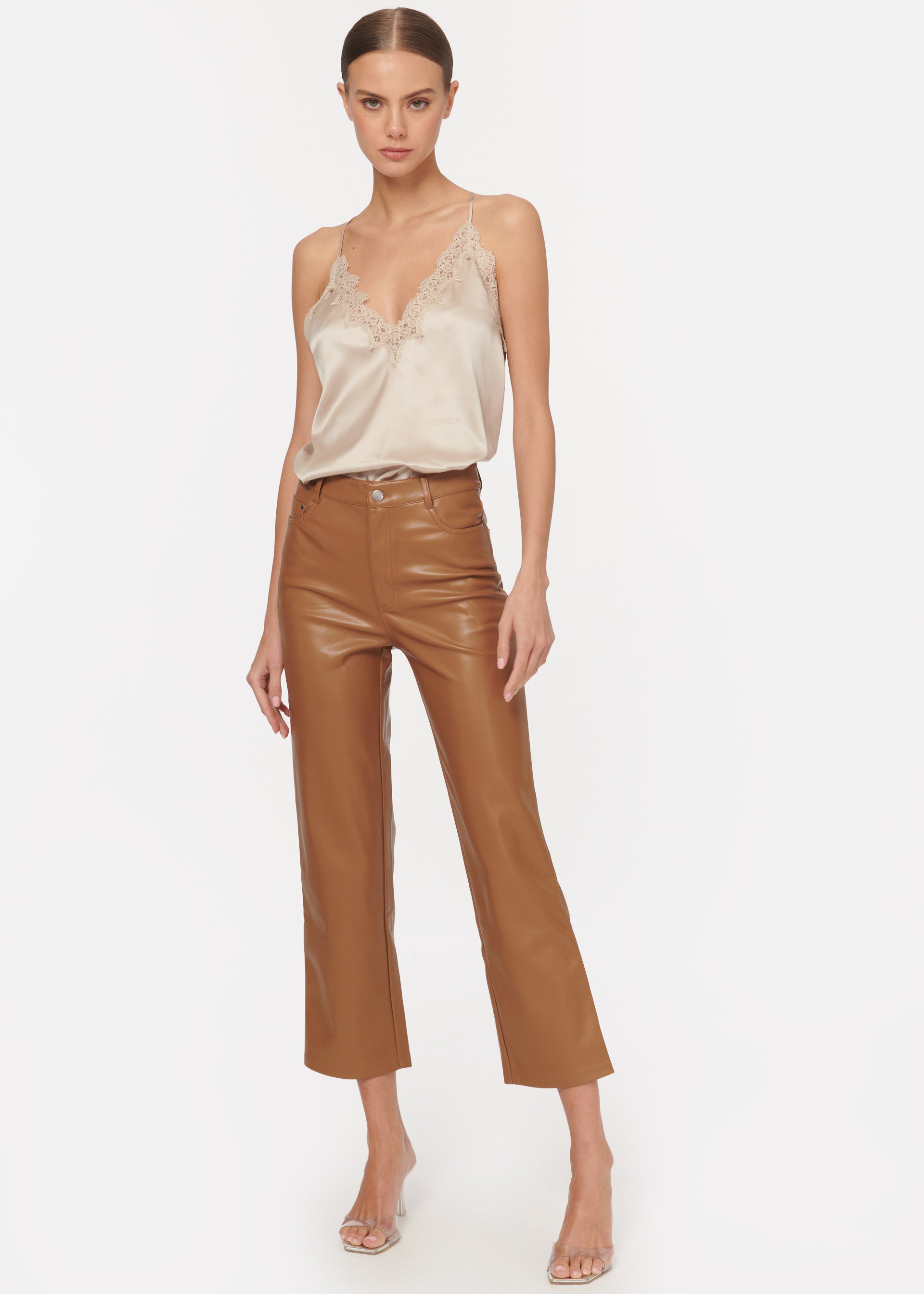Hanie Vegan Leather Pant Caramel