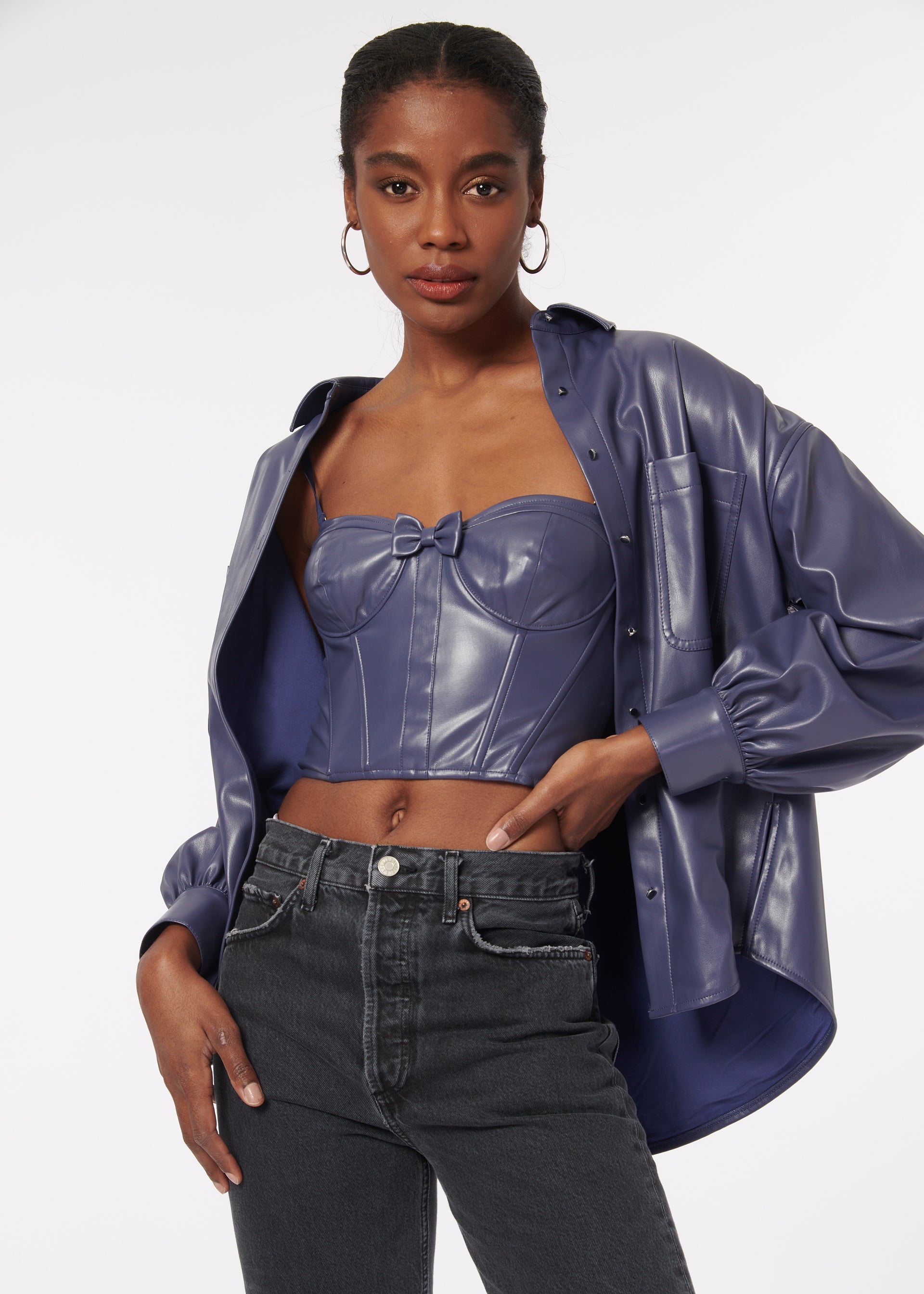 Belkis Vegan Leather Top Nightshadow