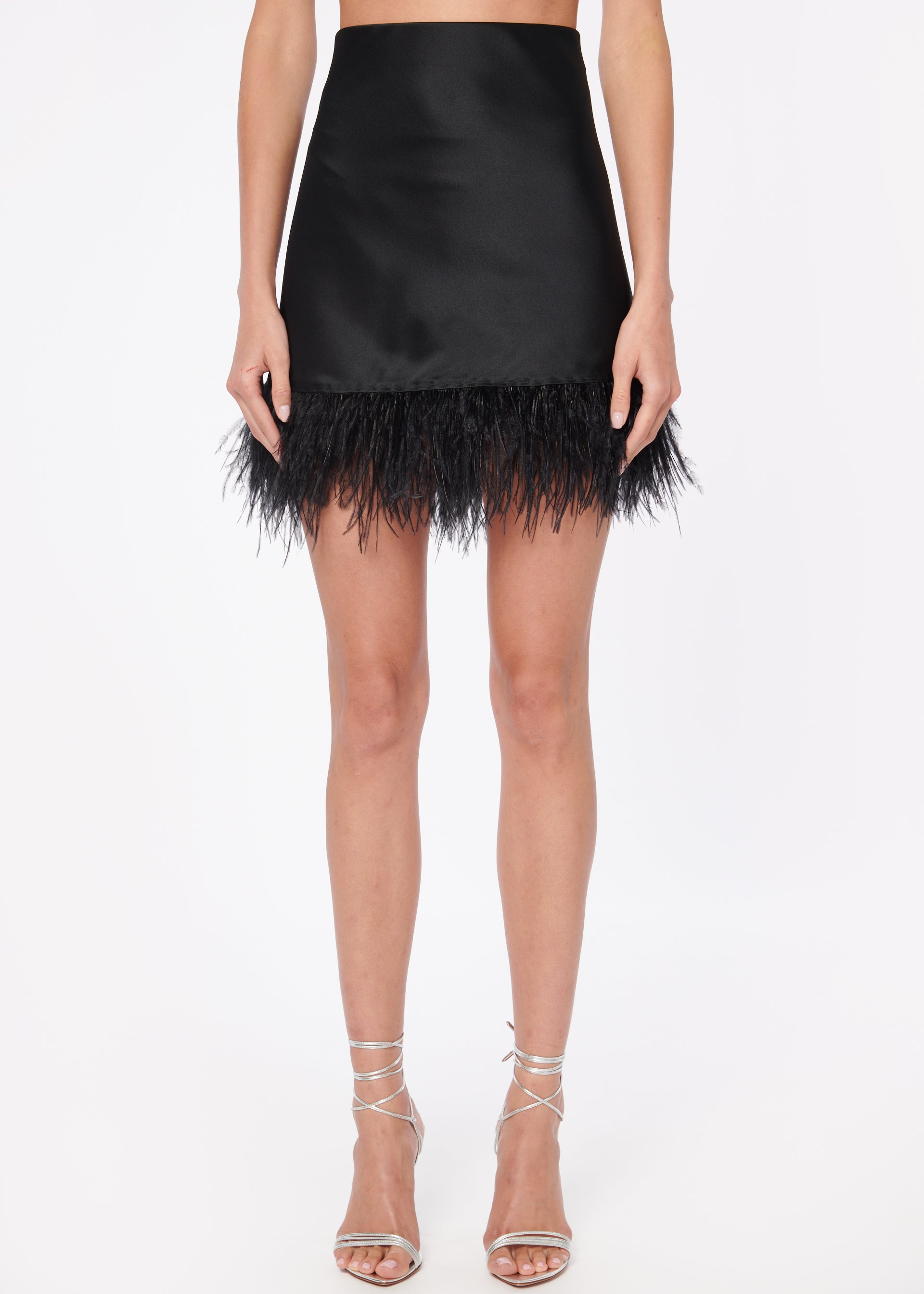 Aviva Feather Mini Skirt Black