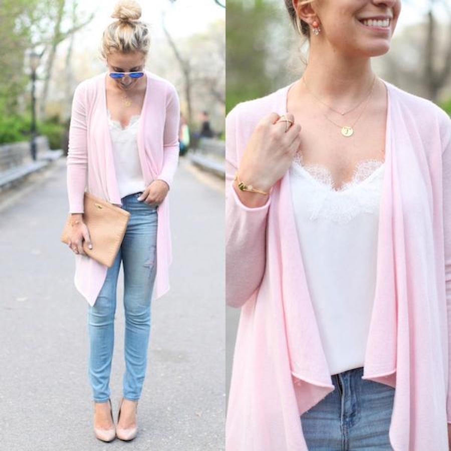 PINK CASHMERE + OUR WHITE RACER CAMI = SPRING PERFECTION