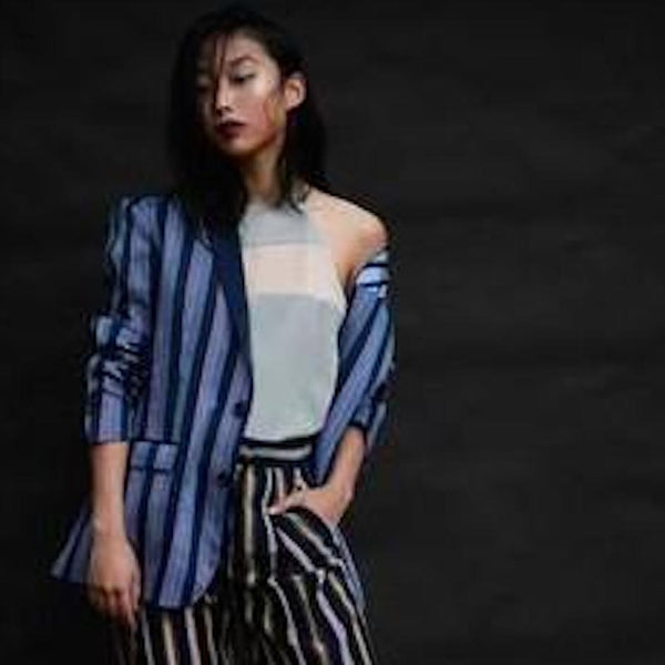 MARGARET ZHANG KNOWS HOW TO MATCH HER STRIPES AND BASICS IN CAMI NYC