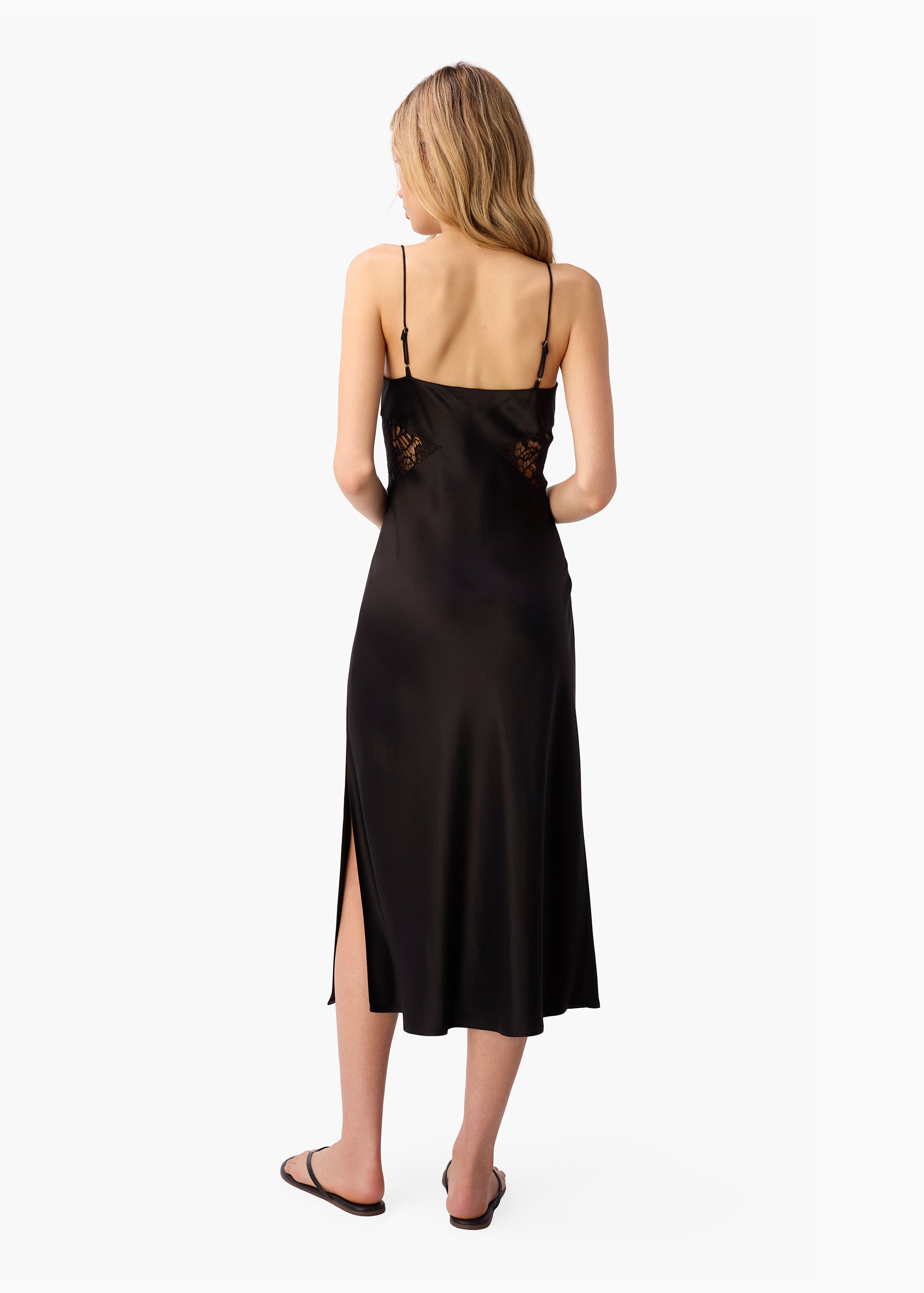 blue dress for baby girl Carli Lace Detail Satin Slipdress in Black