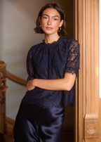 Geraldine Lace Top Navy