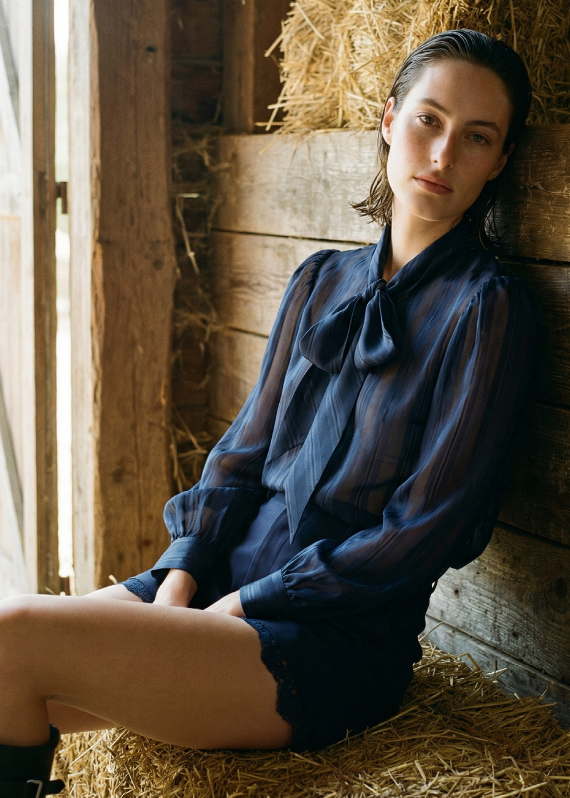 Rema Jacquard Top Navy