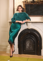 Muriel Silk Midi Skirt Dark Green