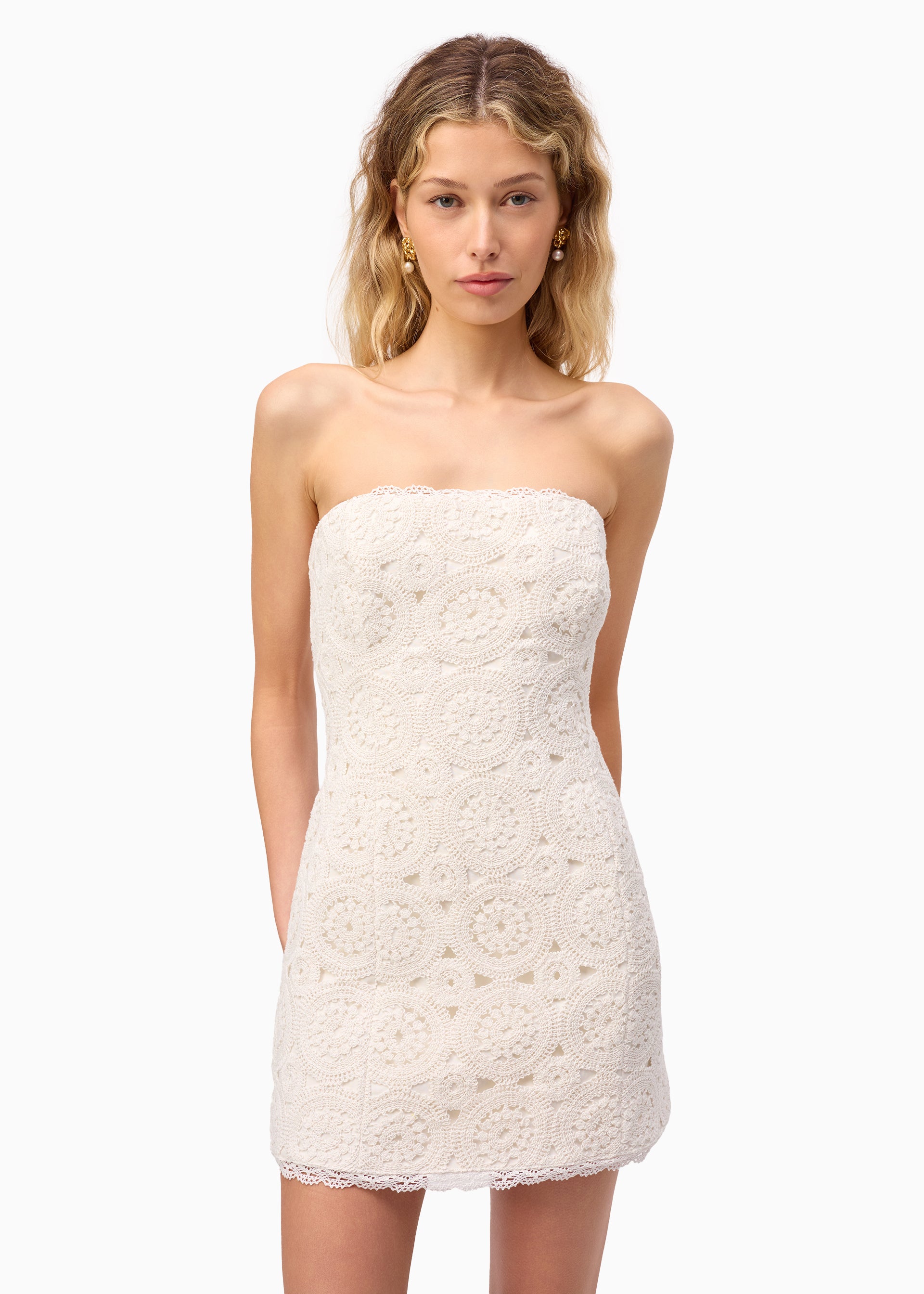 Yareli Crochet Mini Dress Macadamia