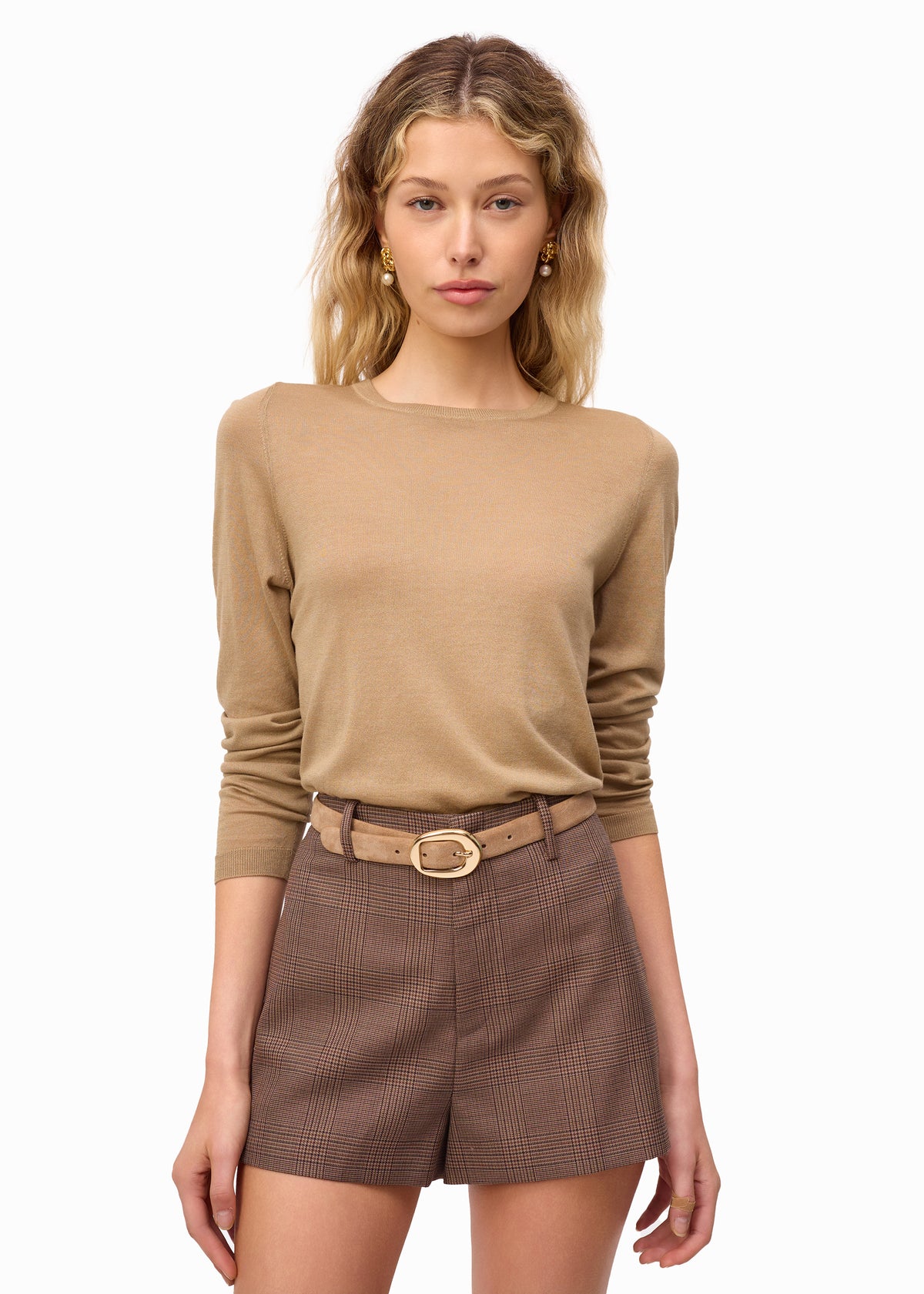 Jolie Plaid Short Fawn Plaid