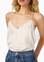 Racer Charmeuse Camisole White