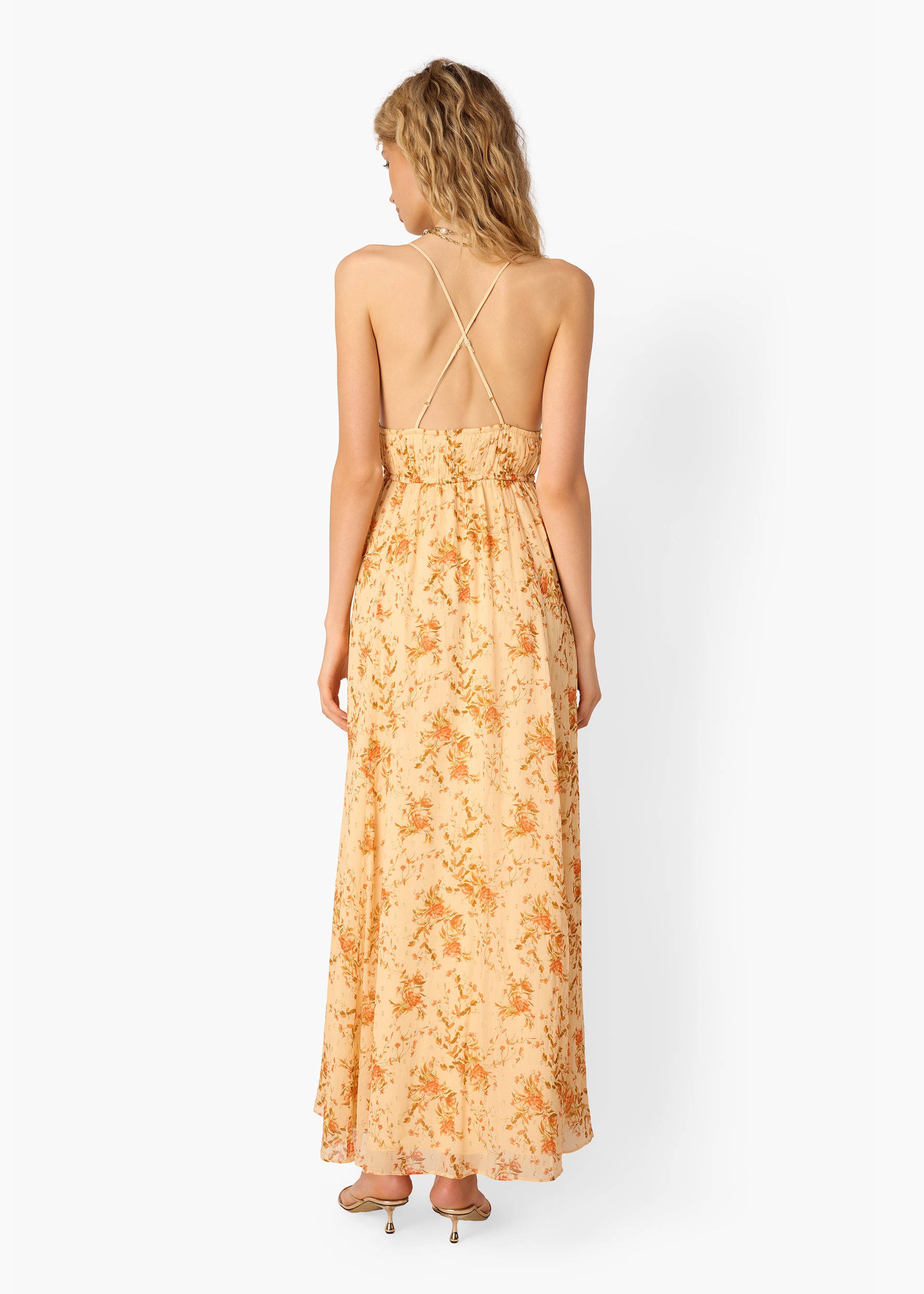 Dorinda Crinkle Chiffon Maxi Dress Golden Hour