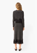 Roxie Cropped Knit Cardigan Carbon