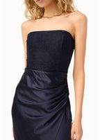 Echo Strapless Midi Dress Navy