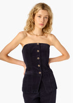 Iman Corduroy Strapless Top Navy