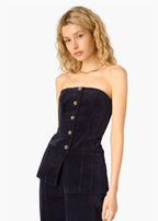 Iman Corduroy Strapless Top Navy