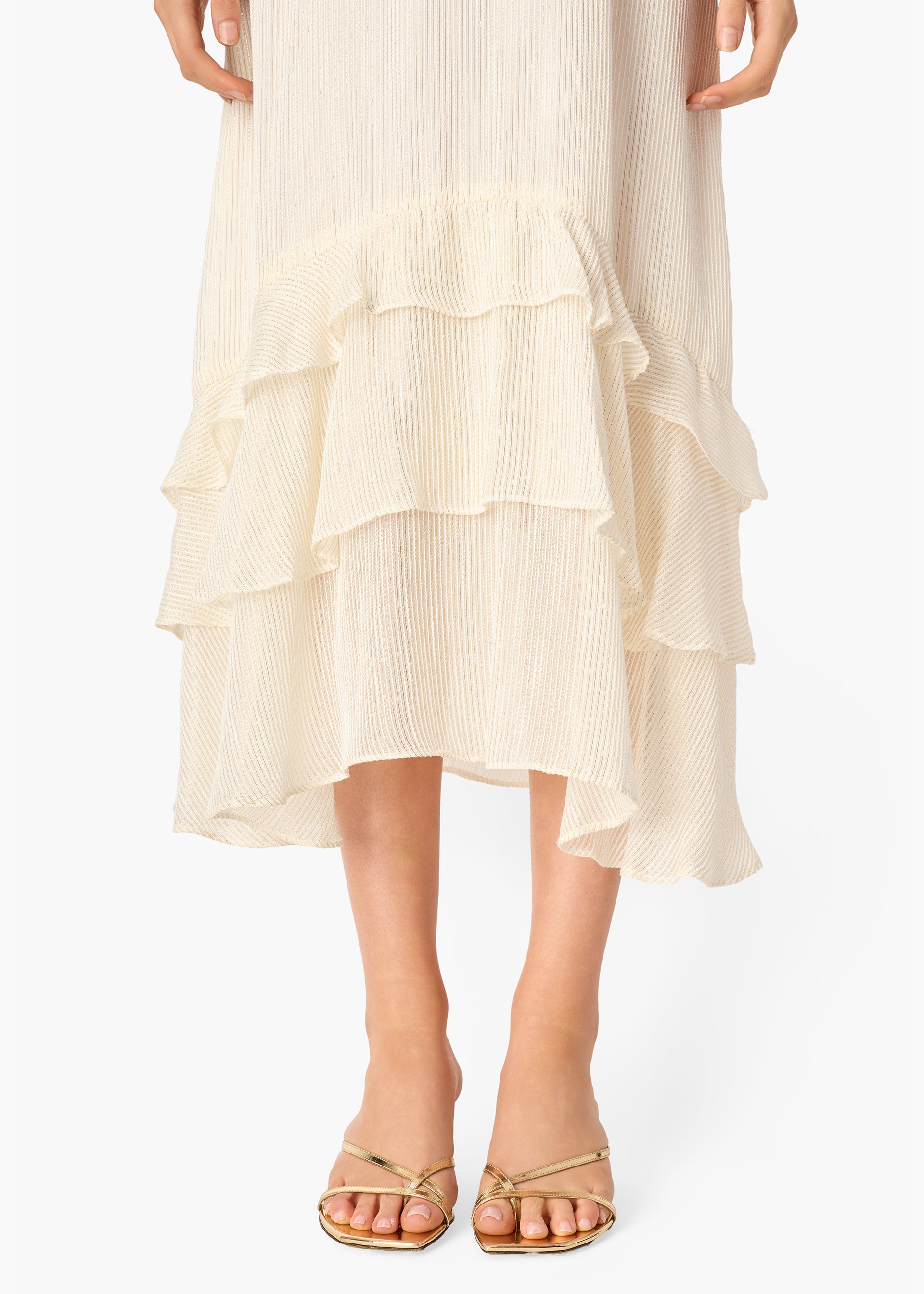 Esmeralda Metallic Chiffon Dress White Esmeralda Metallic Chiffon Dress White