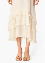 Esmeralda Metallic Chiffon Dress White