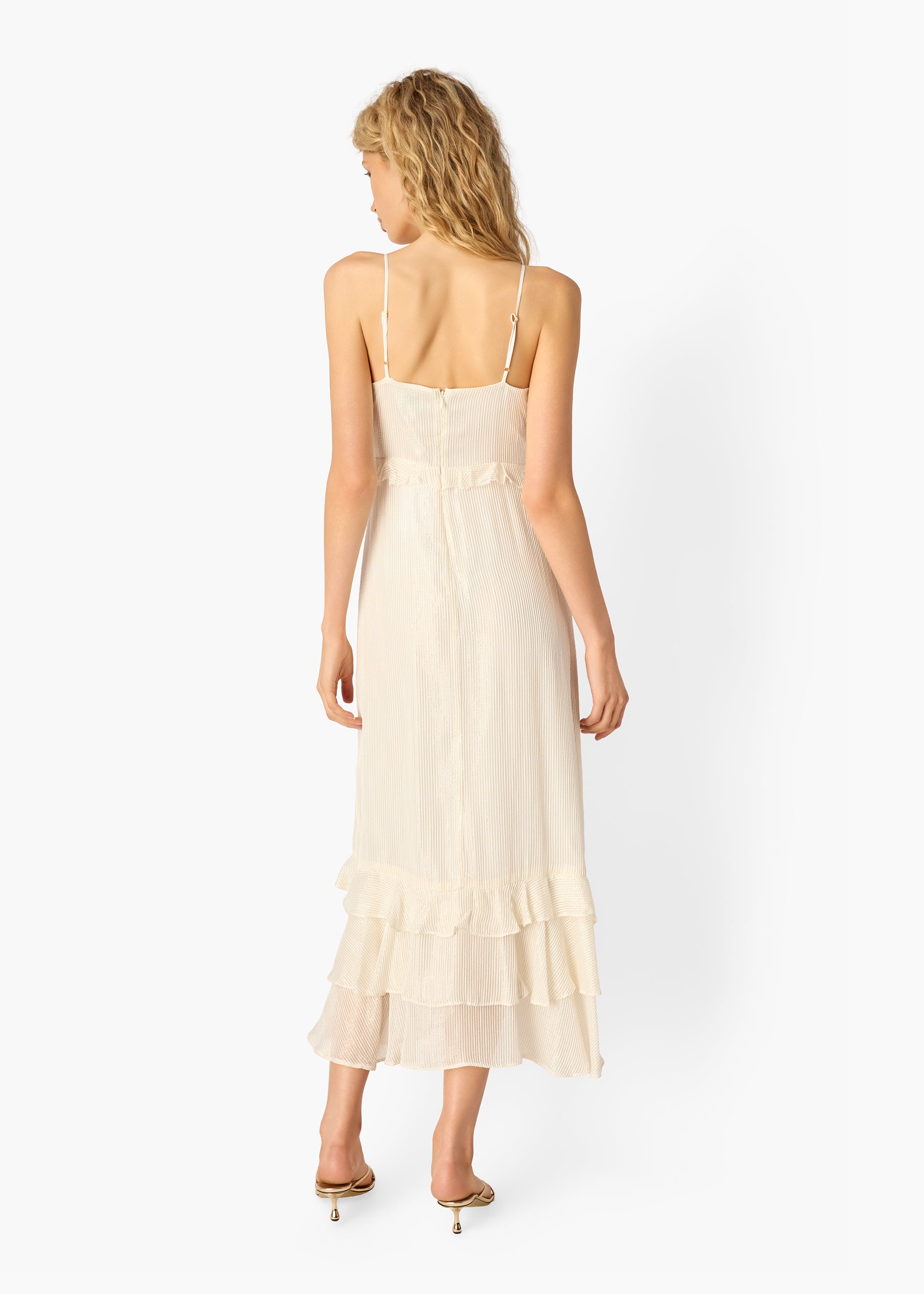 Esmeralda Metallic Chiffon Dress White