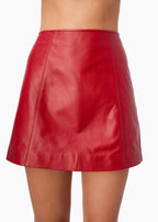 Cillian Genuine Leather Mini Skirt Poppy