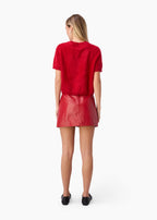 Cillian Genuine Leather Mini Skirt Poppy