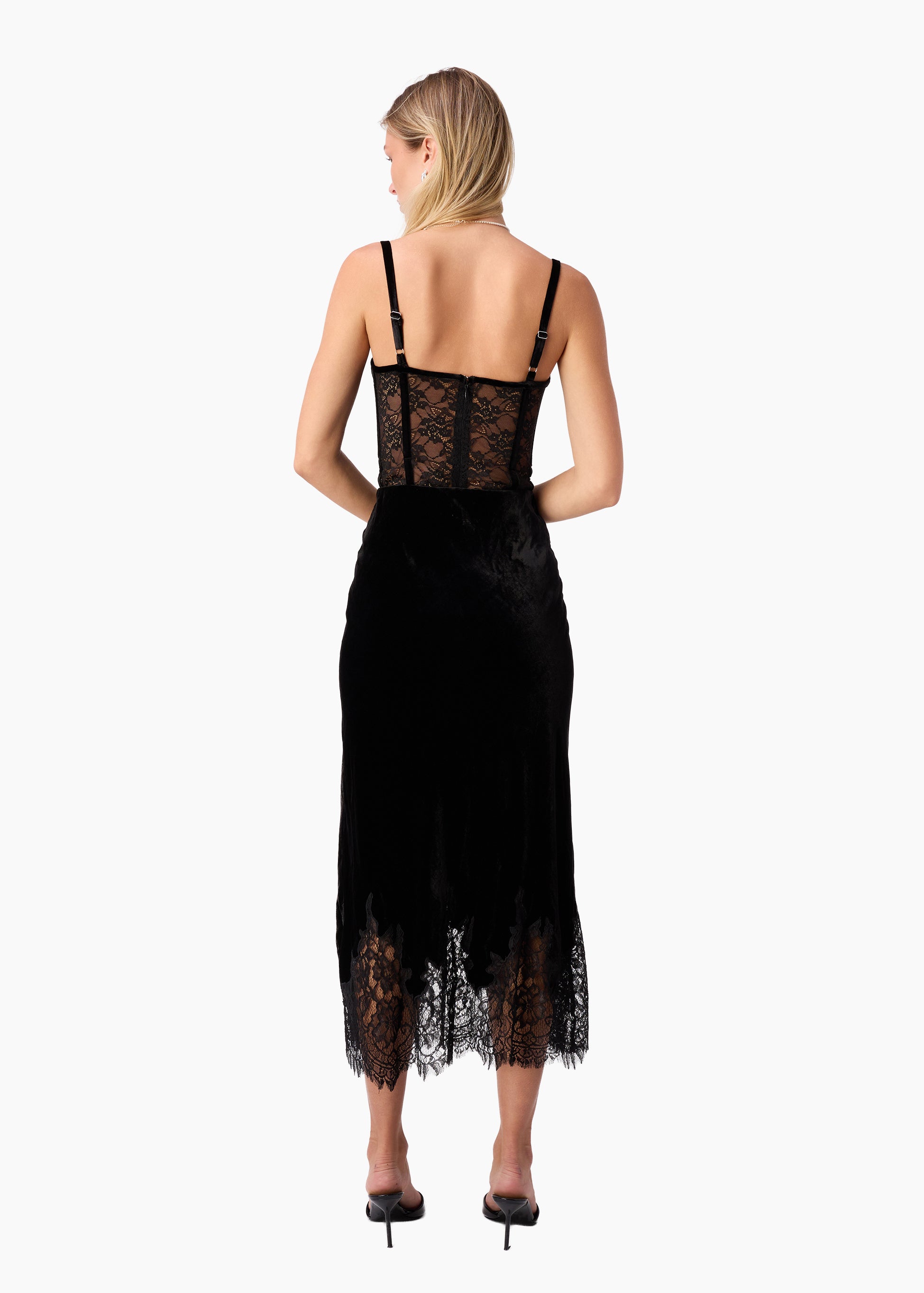 Valentyna Velvet Corset Bodysuit Black