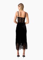 Valentyna Velvet Corset Bodysuit Black