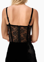 Valentyna Velvet Corset Bodysuit Black