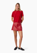 Cillian Genuine Leather Mini Skirt Poppy