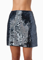 Fayruz Mid Rise Sequin Mini Skirt Coal