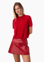 Cillian Genuine Leather Mini Skirt Poppy