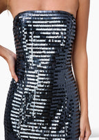 Circe Sequin Midi Strapless Dress Coal