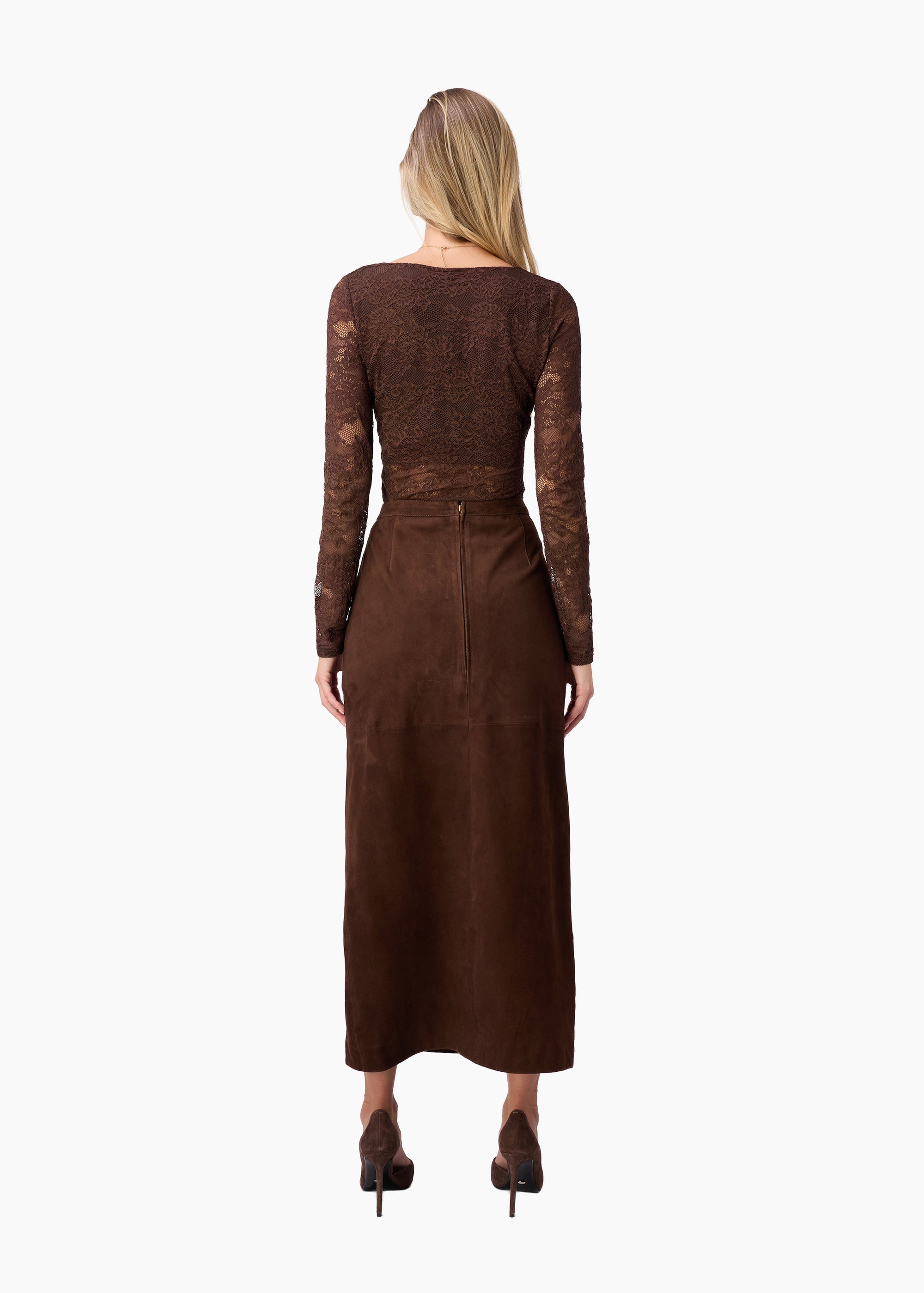 Cami NYC Women's Idris Suede Midi-Skirt - Malt - Size 6 Cami NYC Women's Idris Suede Midi-Skirt - Malt - Size 6