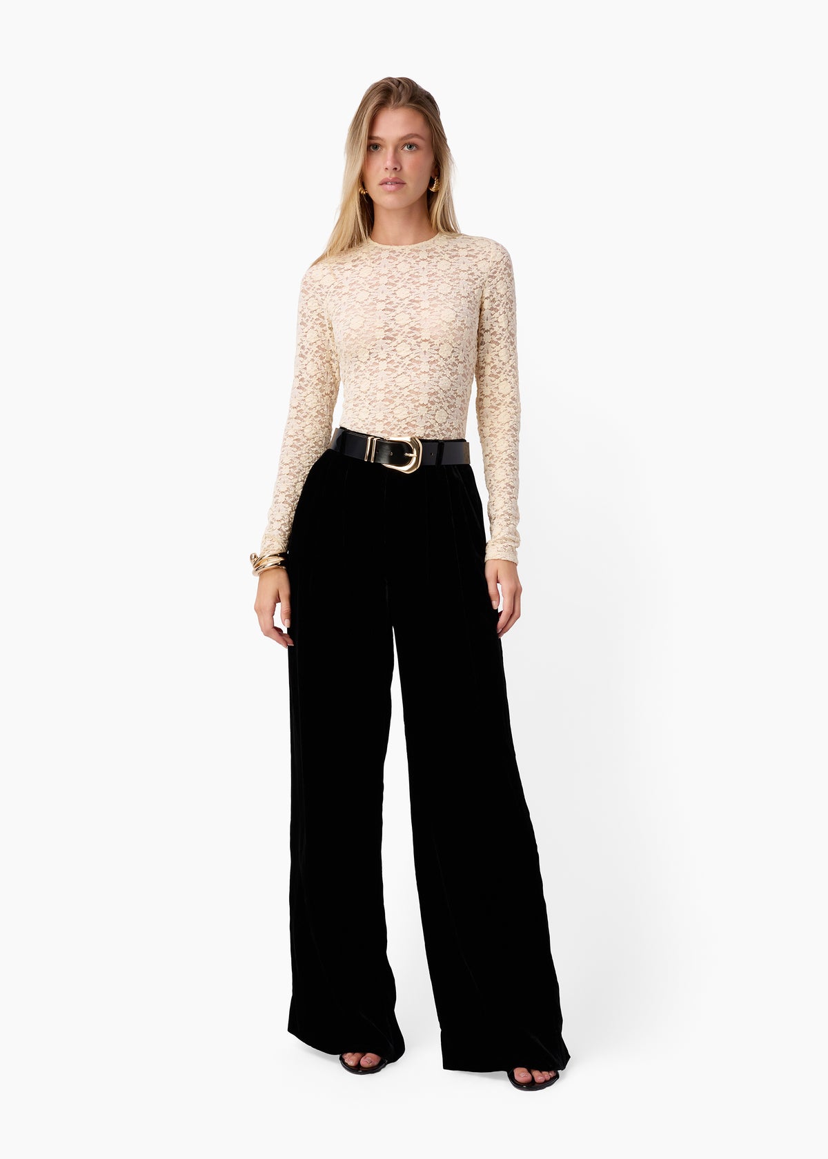 Meli Stretch Lace Top Bone