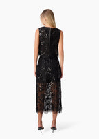 Aracely Sequin Lace Cropped Top Black